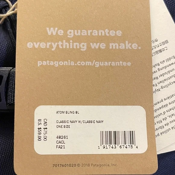 Patagonia Dark Blue Atom Sling 8L NEW with tags!! - Picture 10 of 10